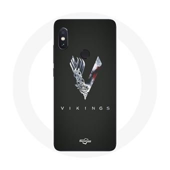 Capa Maniacase para Xiaomiredmi Note 5 Ai Dual Camera Vikings Series Temporada 6 Logotipo V Epée Cinzento Fundo Preto - 1