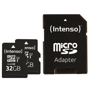 Cartão de Memória Intenso Doppelpack microSDHC 32GB UHS-I Premium inkl. SD-Adapter - High Capacity SD (MicroSDHC) | Preto - 1