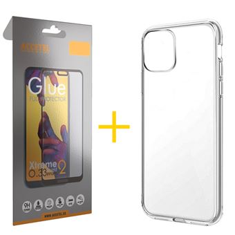 Conjunto Accetel para iPhone 11 | 1 x Película de Vidro Full + Capa Silicone Líquido - Transparente Clear - 1