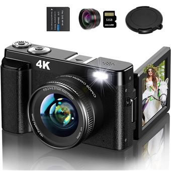 Câmara DSLR digital DUDAO DC101L | 4k UHD | 48MP | automático 16x zoom | 3" | lente grande angular | 128G | Preto - 1