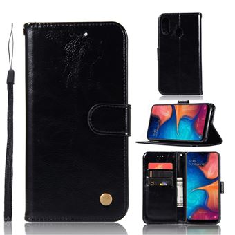 Capa Magunivers de PU Estilo Retro Preto para Samsung Galaxy A20E