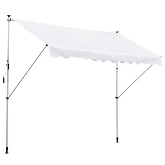 Toldo Manual Retrátil para Exterior com Manivela Outsunny | 300x150x170-280cm - Branco - 1