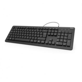 Teclado Hama KZ-600 com Cabo | Impermeável | Preto - 1
