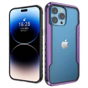 Capa de Silicone Nizzoe para iPhone 15 pro max ? Transparente Borda roxo - 1