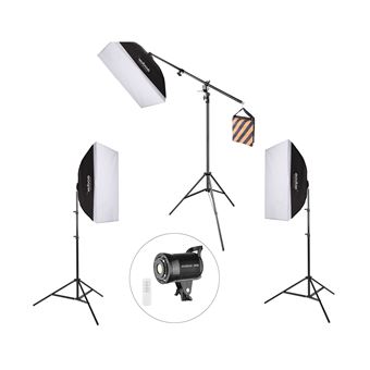 Pack iluminação estúdio foto e vídeo kit 3 softboxes 60x90 100W com comando - 1