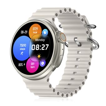 Smartwatch DAM Z78 Ultra com Coroa Multifuncional inteligente | widgets personalizáveis | Acesso direto ao Siri | Termómetro, O2 e tensão | 5,2x1,2x5 cm - Branco quebrado - 1