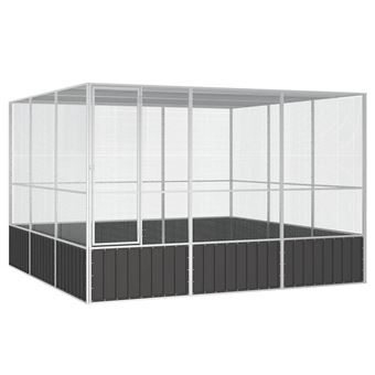 Gaiola para pássaros vidaXL | 302,5x324,5x211,5 cm | aço galvanizado antracite - 1