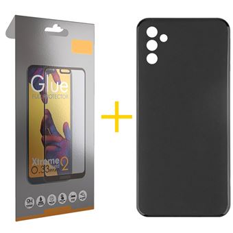 Pack 1 x Película de Vidro Temperado Full + Capa skyhe para Samsung Galaxy A05s 5G | Silicone Liso | Preto - 1