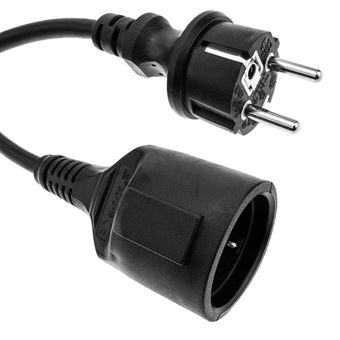 Extensor de Cabo Elétrico Schuko BeMatik Macho para Fémea 10m Preto IP44 - 1