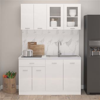 Conjunto Armários de Cozinha vidaXL 4 Peças contraplacado branco brilhante - 1
