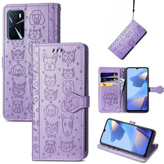 Capa FLOODKING para OPPO A16 | Flip | PU | Porta-Cartões | Roxo - 1