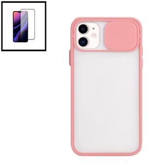 Kit Phonecare Capa Slide Window Anti Choque Frosted + Película 5D Full Cover para iPhone 11 - Rosa - 1