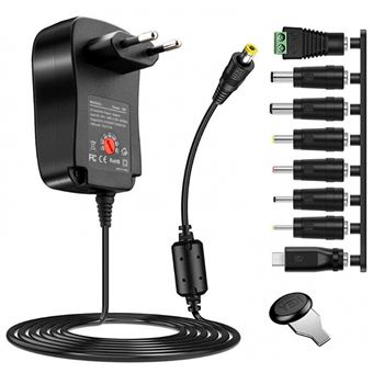 Carregador Universal com Vários Conectores E Voltagem Ajustável De 3V A 12V Accetel Pca 41W Preto - 1