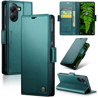 Capa FOXDOCK para Xiaomi Poco X7 Pro | Bloqueio RFID | Fecho Magnético | Flip | Pele | 3 Compartimentos para Cartões | Verde - 1