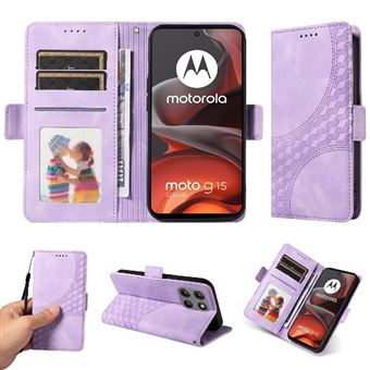 Capa FLOODKING para Motorola Moto G15 Power | Design Acolchoado | Couro PU Premium | Roxo - 1