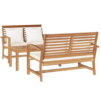 Conjunto de Sofá de Jardim vidaXL | 3 Peças | Natural Madeira de Teca Sólida - 1