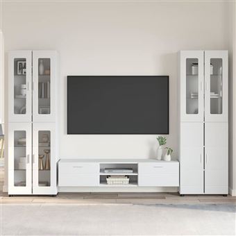 Conjunto de Móvel de TV com gaveta vidaXL FLORIN | Branco Brilhante - 1