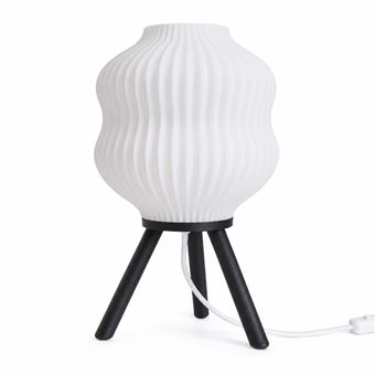 Candeeiro de Mesa Ondulado Bellatonni com Tripé Preto | 24 cm | Branco - 1