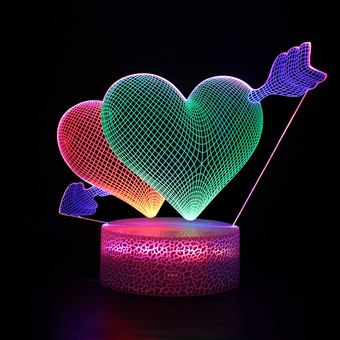 Lâmpada 3D HSMY | Infantil Controlo de Toque LED | Efeito Dinâmico | AMOR | 2 - 1