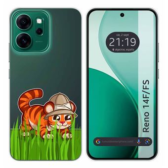 Capa Tumundosmartphone de Silicone Transparente para Oppo Reno 14 FS / 14FS 5G | Tiger Design Drawings - 1