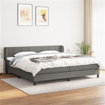 Cama com molas e colchão vidaXL | 200x200 cm | tecido cinzento-escuro - 1