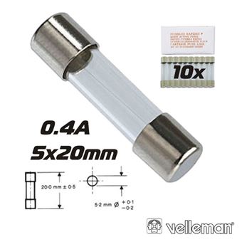 Fusível Velleman 5X20 Fusão Lenta 0.4A (10X) - 1