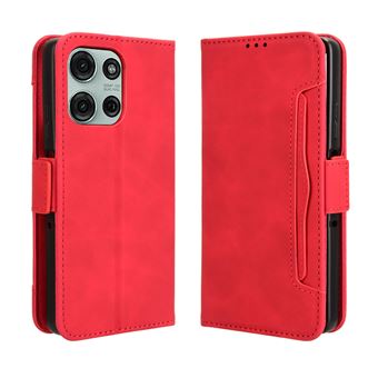 Capa FOXDOCK Protetora para Motorola Moto G75 5G | Suporte e Flip de couro PU | À Prova de Choque | Vermelho - 1