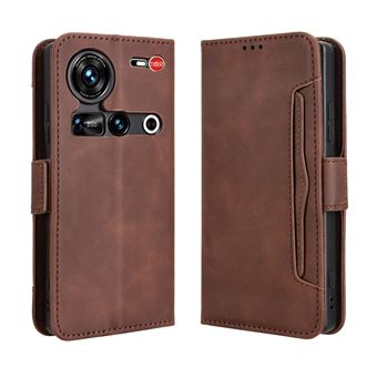 Capa FOXDOCK Protetora para ZTE Nubia Z70 Ultra | Suporte e Flip de couro PU | À Prova de Choque | Castanho - 1