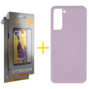 Pack 2 X Película de Vidrio Templado Full + Capa Accetel Samsung Galaxy S22 Plus + 5G Silicone Líquido - Roxo - 1