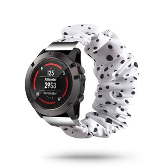 Bracelete Antiimpacto para Garmin fenix 6S | Pulseira Scrunchie Preto e Branco - 1