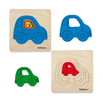 Puzzle Beleduc Camadas Carro | 24M+ | 4 Peças | Madeira - 1