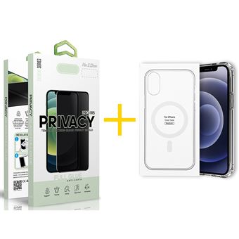 Pack 1 x Película de Vidro Temperado Anti-Spy + Capa Gandy  Apple iPhone 15 Pro Max Compatível com Magsafe Magnetic - Transparente Clear - 1