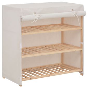 Sapateira vidaXL com Cobertura 79X40X80 Cm Tecido Branco - 1
