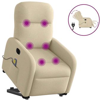 Poltrona elétrica elevatória de massagens vidaXL | tecido creme - 1