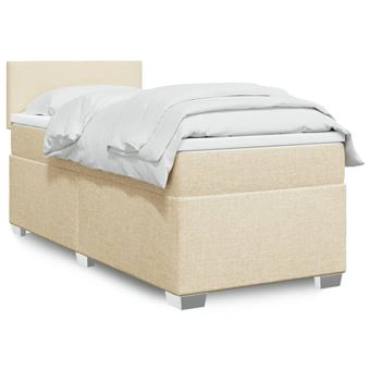 Cama com molas/colchão vidaXL | 100x200 cm | tecido cor creme - 1