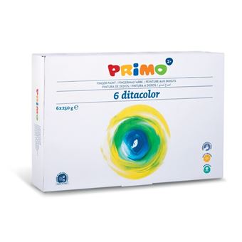 Tinta Lavável para Pintar com Dedos Primo 222TD6G | Azul, Verde, Vermelho, Branco, Amarelo - 1