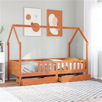 Estrutura de cama infantil com gavetas vidaXL | 90x190 cm | pinho maciço - 1