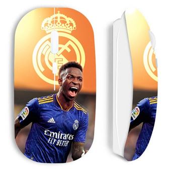 Rato Sem Fios Maniacase | Vini JR Wallpaper Real Madrid | Azul e Amarelo - 1