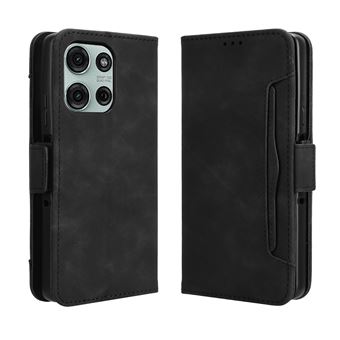 Capa FOXDOCK Protetora para Motorola Moto G75 5G | Suporte e Flip de couro PU | À Prova de Choque | Preto - 1