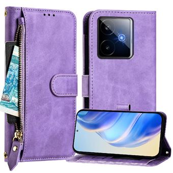 Capa Carteira ZURSANA para Realme GT 7 | Suporte | Zíper | Proteção Anti-Impacto  | Violeta - 1