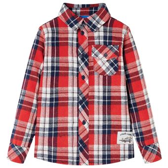 Camisa de xadrez para criança | vidaXL | vermelho e azul-marinho 104 | 3 a 4 anos - 1