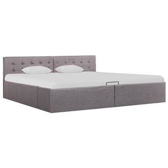 Cama Hidráulica VidaXL com Arrumação 180x200 cm | Tecido Cinza-Acastanhado - 1