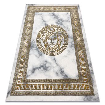 Tapete RugsX Emerald Exclusivo 1011 Glamour  Medusa Grego Quadro | Creme / Ouro | 80X150 cm - 1