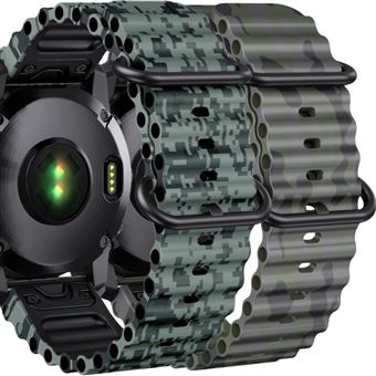 Pack 2x Bracelete Antiimpacto Ocean Waves para Garmin Fenix 7 Verde camo e Verde militar - 1