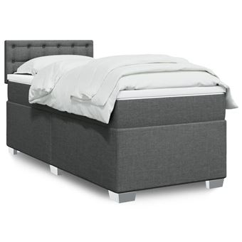 Cama com molas/colchão vidaXL | 80x200 cm | tecido cinzento-escuro - 1