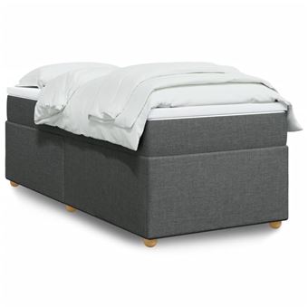 Cama com molas/colchão vidaXL | 80x200 cm | tecido cinzento-escuro - 1