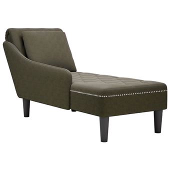 Chaise lounge com almofada/apoio braços direito vidaXL | couro artificial - 1