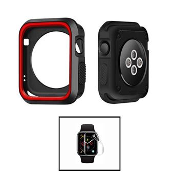 Kit Capa Military DoubleColor + Película de Hydrogel Phonecare para Apple Watch SE 3 - 40mm | Preto / Vermelho - 1