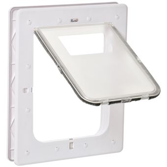 Porta para Cães e Gatos PawHut com Fechadura Magnética e 2 Vias de Sistema de Bloqueio | 31,5x5,5x39cm - Branco - 1