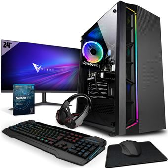 Computador Gaming Vibox II-34 - 24"" Pacote de Monitores - 6-Core Intel i5 10400F Processador - AMD Radeon RX 6500 XT 4Gb Placa Gráfica - 16Gb RAM - 240GB SSD - 1Tb Disco Rígido - Windows 11 - WiFi - 1